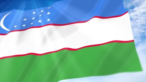 Uzbekistan Flag Seamless Loop 4k 60fps on Sky Background Stock Footage 341679805