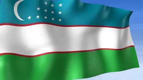 Uzbekistan Flag - Set of 3 Angles with Masks [3WaveSeries] Stock Footage 103333394