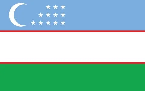 Uzbekistan flag vector graphic. Rectangle Uzbekistani flag illustration. Uzbe Stock Illustration