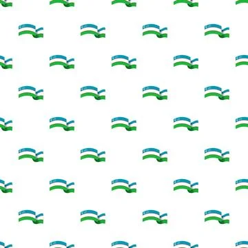 Uzbekistan flag waving pattern on white background Stock Illustration