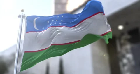 Uzbekistan-flag-waving-seamless-loop-4k-60fps Stock Footage 331252095