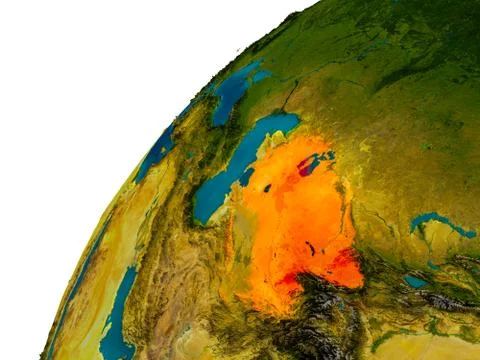 Uzbekistan on globe Stock Illustration