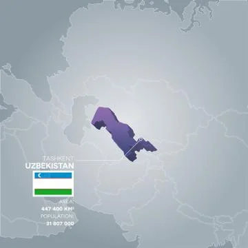 Uzbekistan information map. Stock Illustration
