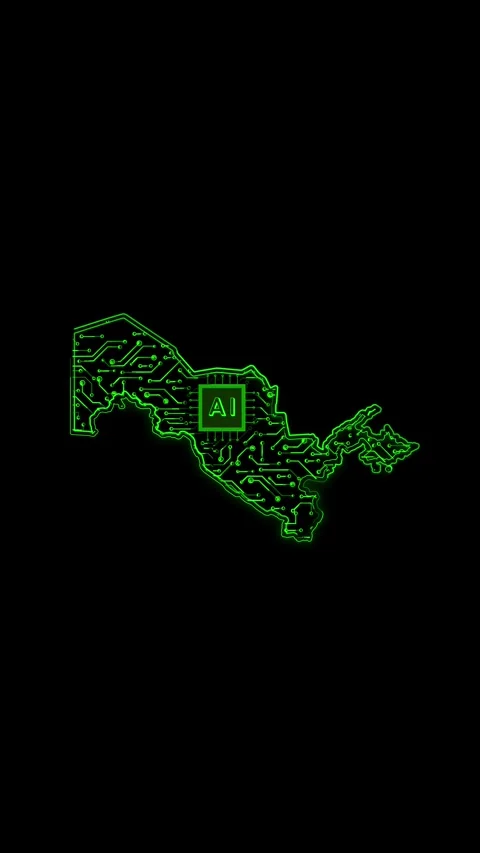 Uzbekistan Map AI Chipset Technology Opener 動画素材 337172939
