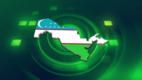 Uzbekistan Map and Flag Background Stock Footage 344032602