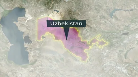 Uzbekistan Map - Clouds Effect Video stock 267840722