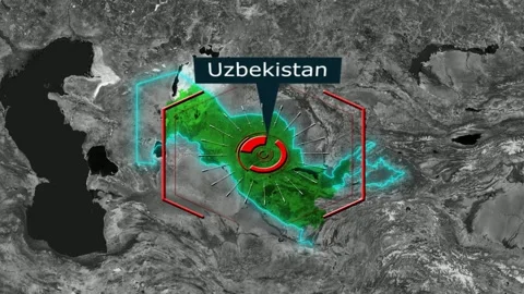 Uzbekistan Map - Cyber Attack Stock Footage 268848088
