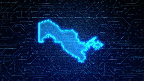 Uzbekistan Map Digital Technology Opener Stock Footage 335082810