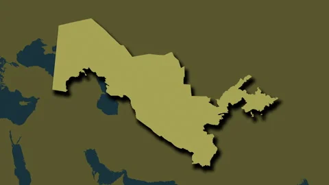Uzbekistan map - extract. Shadow. Pattern. Labels Stock Footage 323021776