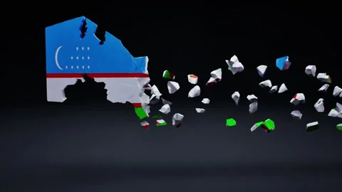 Uzbekistan Map With Flag Video stock 324868937