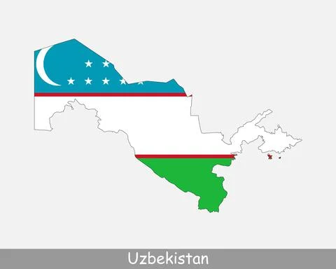 Uzbekistan Map Flag Stock Illustration