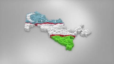 Uzbekistan Map with Flag Intro Background Stock Footage 315162585