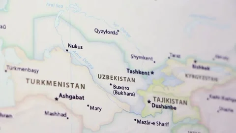 Uzbekistan on a Map Stock Footage 99271629