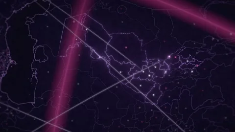 Uzbekistan map with glowing borders and city network seamless loop 動画素材 343379753
