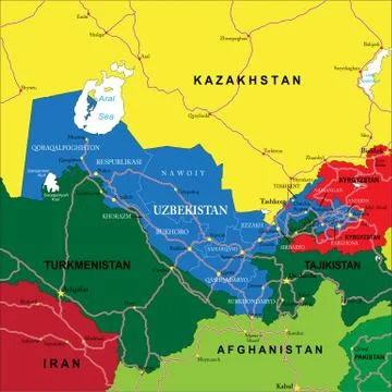 Uzbekistan map Stock Illustration