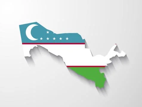 Uzbekistan map with shadow effect Stock Illustration