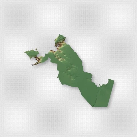Uzbekistan Rotating 3D Relief Map Seamless Loop, Alpha Channel 4K Stock Footage 340696618