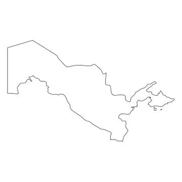 Uzbekistan - solid black outline border map of country area. Simple flat vector 스톡 일러스트