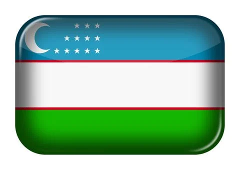 Uzbekistan web icon rectangle button with clipping path 스톡 일러스트