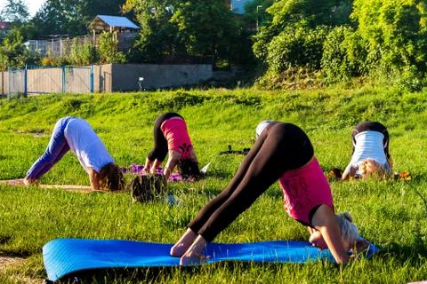 In Uzhgorod passed an open-air exercise - Yoga for all Stock Photos