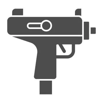Uzi submachine gun solid icon. Automatic machine weapon symbol, glyph style Stock Illustration