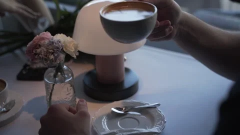 V 0875A man , a man drinking coffee . Stock Footage 242593793