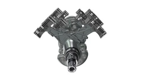 V 8 engine. 3D render Illustrazione stock