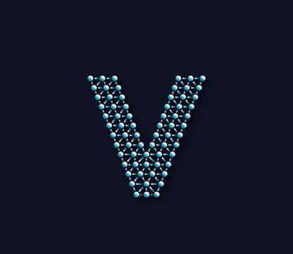V Alphabet Creative Technology Connections Data Store Logo Design Concept Illustrazione stock