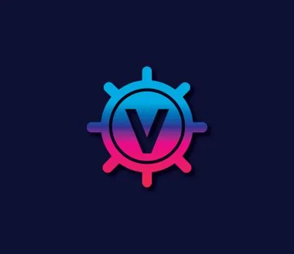 V Alphabet Locker Logo Design Concept Illustrazione stock