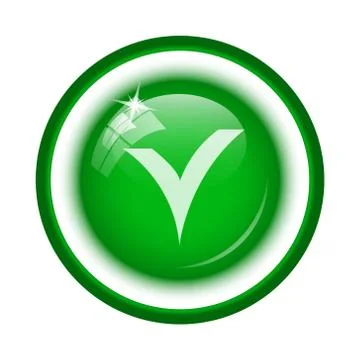 V checked icon. Internet button on white background.. Stock Illustration