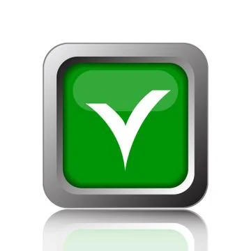 V checked icon. Internet button on black background.. Stock Illustration