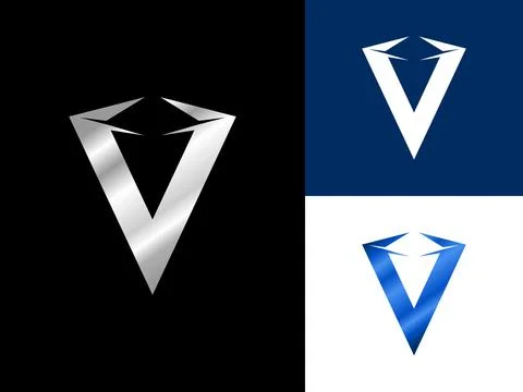 V Diamond Logo design. Initial identity Letter V with Diamond logo design v.. Stock Illustration