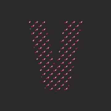 V dotted vector alphabet letter isolated on black background Stock Illustration