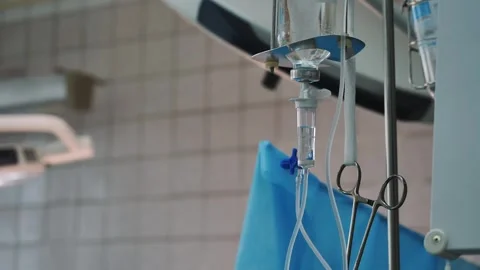 V drip during surgery. Operating room in the hospital. Stock Footage 266406848