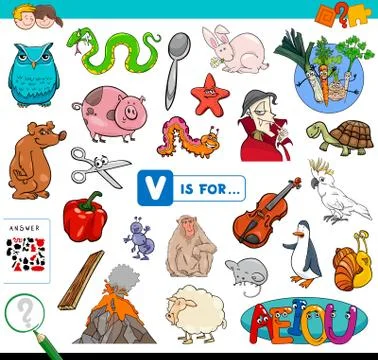 V is for educational game for children Illustrazione stock