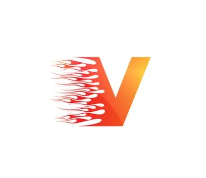 V Fire Creative Alphabet Logo Design Concept Stock Illustration