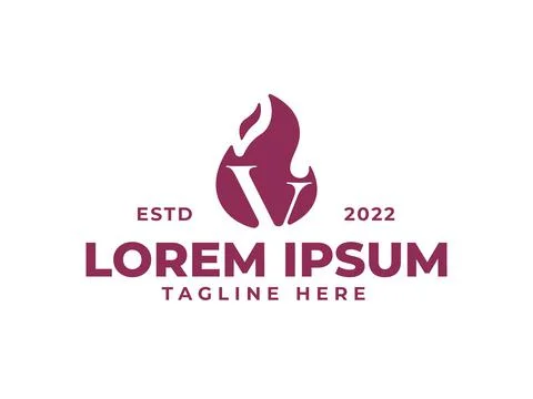 V fire flame logo design template Stock Illustration