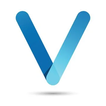V font vector with blue color on White background, Futuristic font, Cosmic, V Stock Illustration