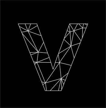 V geometric triangle block chain font Stock Illustration