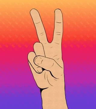 V hand halftone Stock Illustration