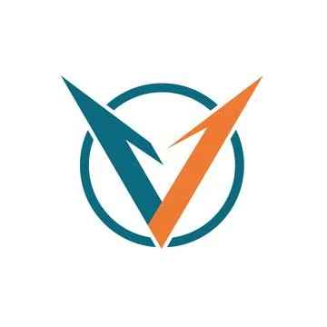 V initial colored company logo vector Stock Illustration