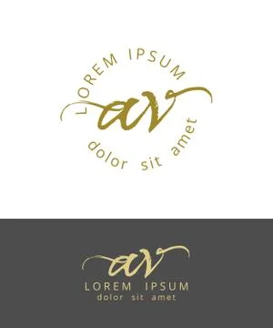 A V. Initials Monogram Logo Design. Dry Brush Calligraphy Artwork Stock Illustration