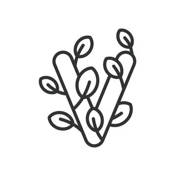 V-label, icon in line design. V-label, vegan, vegetarian, certification, food Stock Illustration