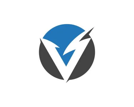 V Letter Lightning Logo Template Stock Illustration