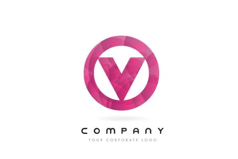 V Letter Logo Design with Circular Purple Pattern. Stock-Illustration