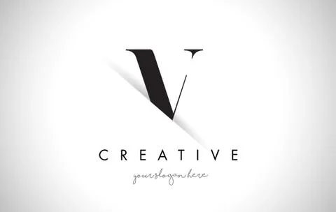 V Letter Logo Design with Creative Paper Cut Stock-Illustration