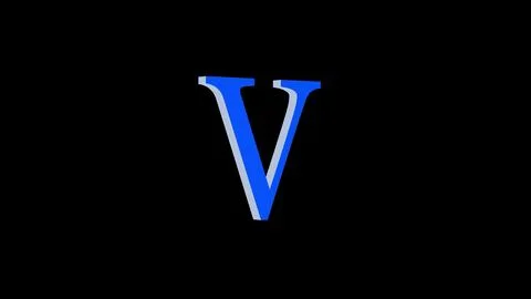 V letter logo loopable blue color black background Stock Illustration