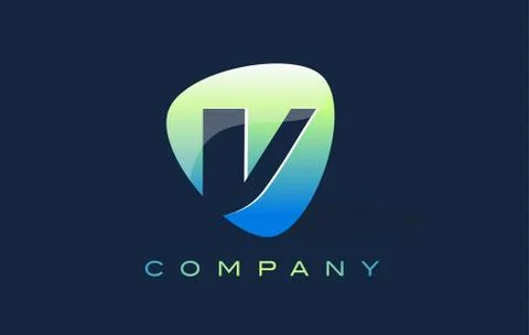 V Letter Logo. Oval Shape Modern Design Stock Illustration
