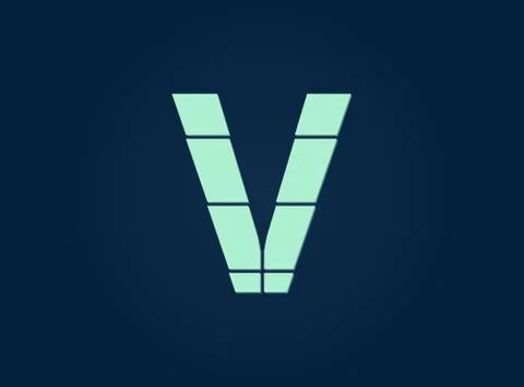 V letter logo, vector desing font.  Made of knife cut. For logo, brand label, Stock Illustration