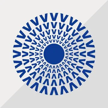 V letter patterns conceptual mandala vector illustration. V text texture Stock Illustration